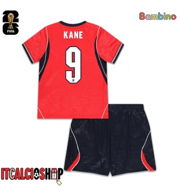 Inghilterra Harry Kane #9 Seconda Maglia Bambino Mondiali 2026 Manica Corta (+ Pantaloni corti)